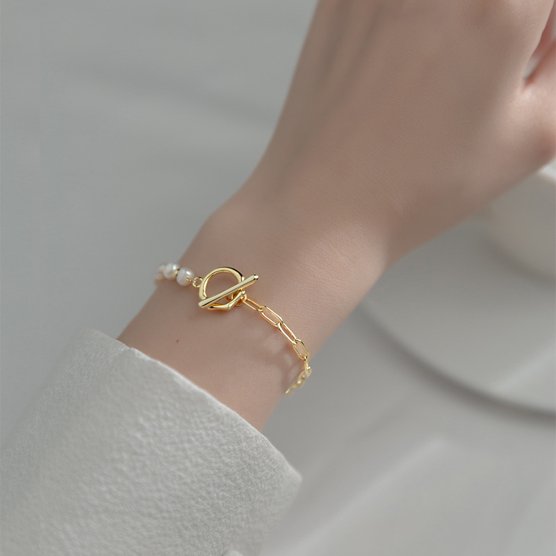 Halbseitiges Perlenarmband - Perlenarmband halb und halb