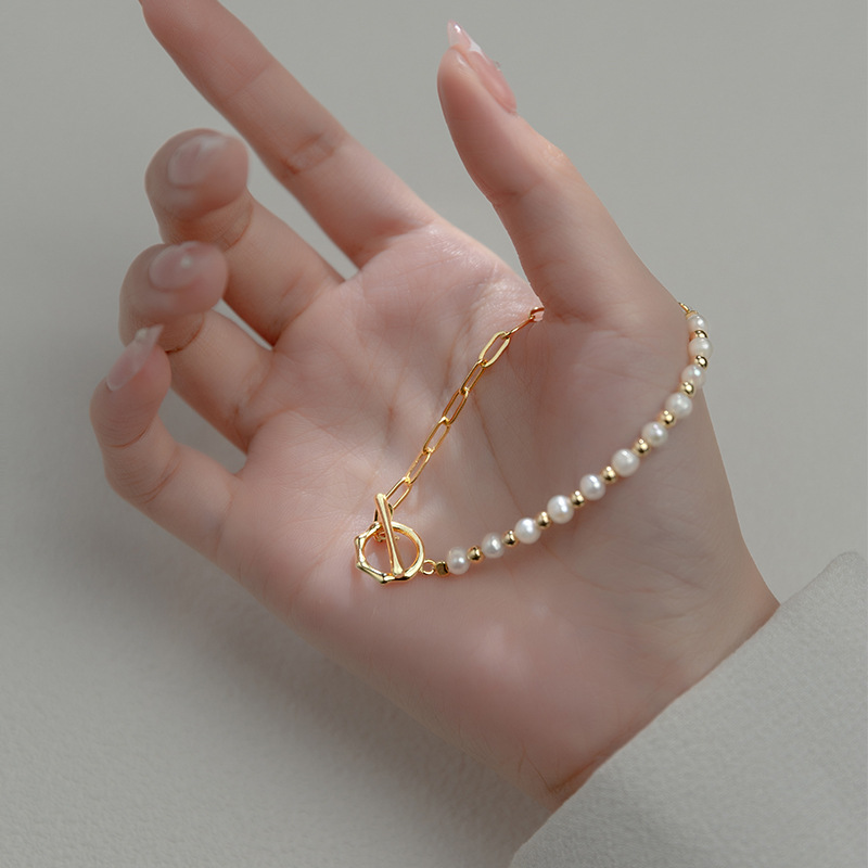 Halbseitiges Perlenarmband - Perlenarmband halb und halb