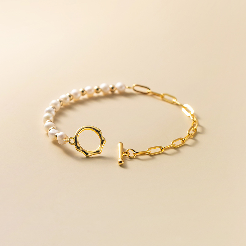 Halbseitiges Perlenarmband - Perlenarmband halb und halb