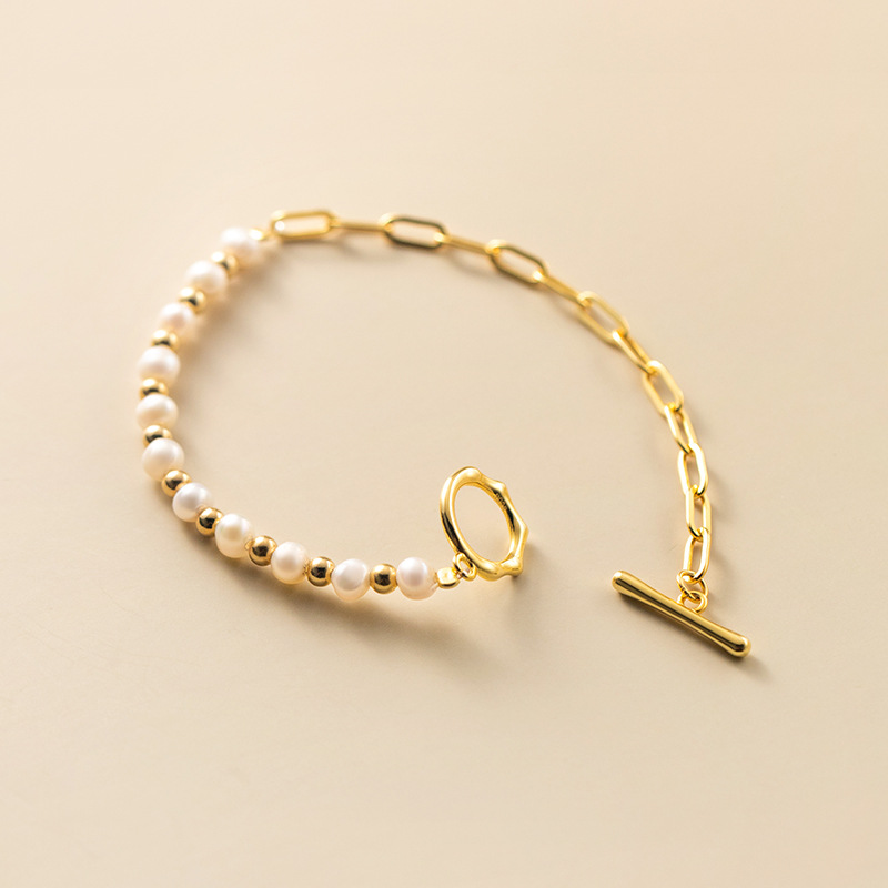 Halbseitiges Perlenarmband - Perlenarmband halb und halb
