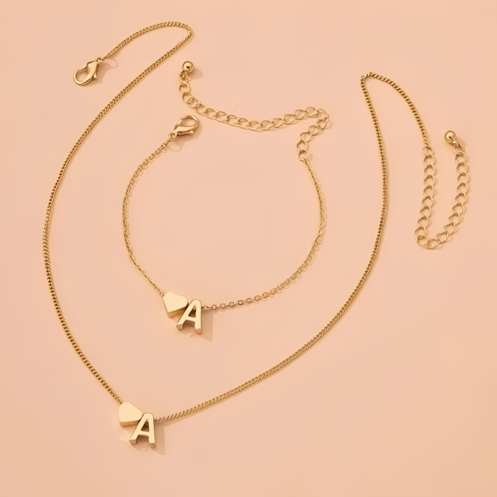 Initial Herz Schmuckset - Initial Liebe Schmuckset