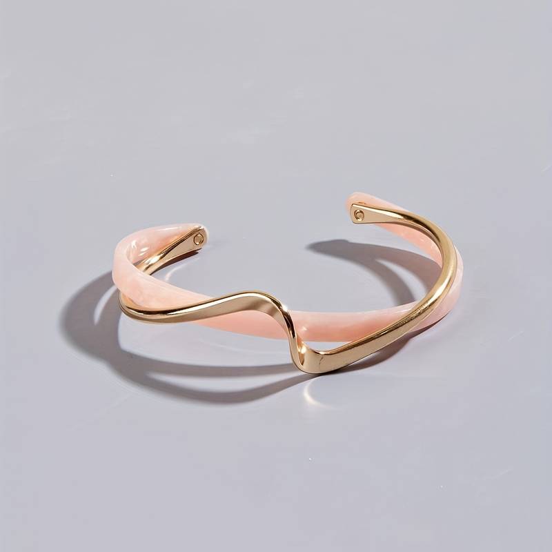 Wellenarmband mit Perleninlays - 18K vergoldetes Armband