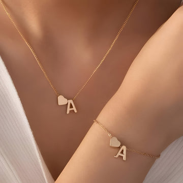 Initial Herz Schmuckset - Initial Liebe Schmuckset