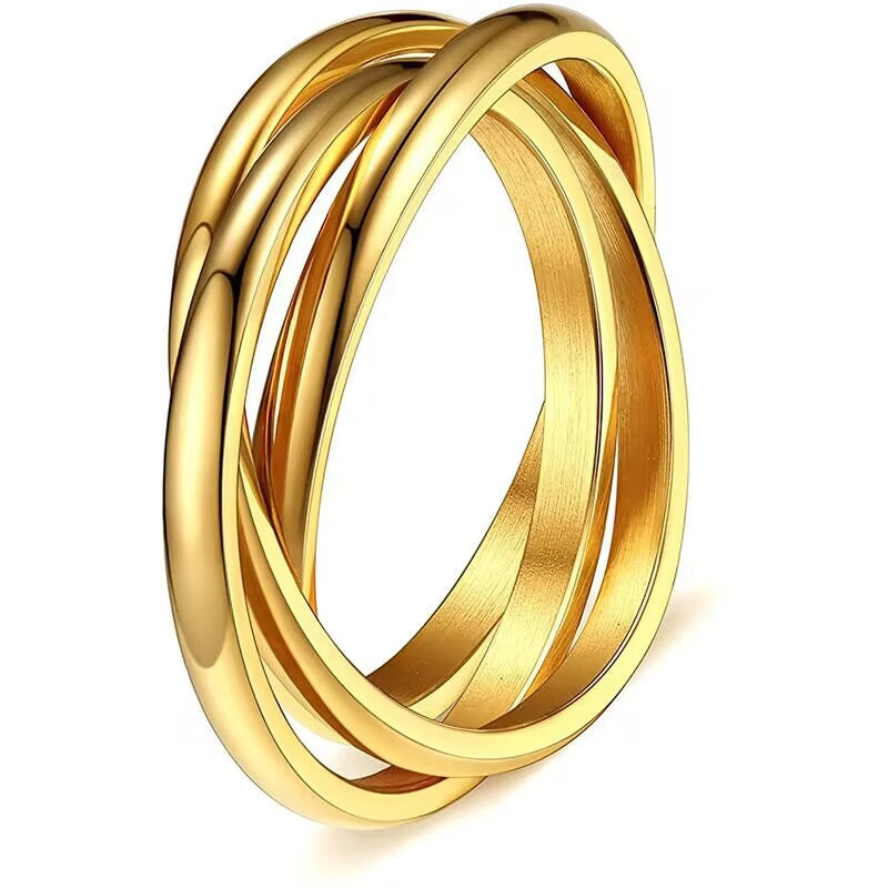 Sansen – Paar Ringe aus Titanstahl mit drei Ringen