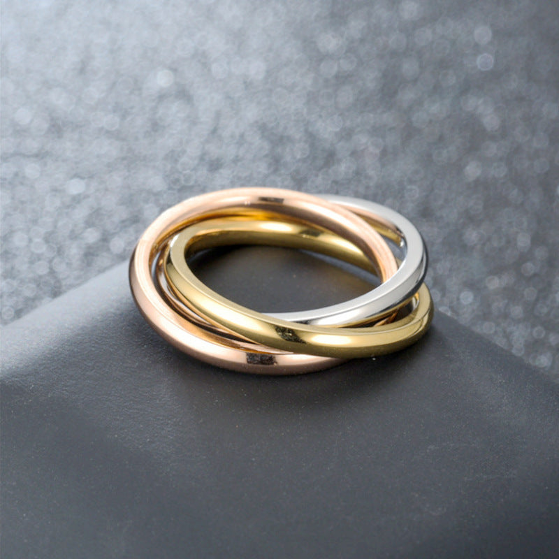 Sansen – Paar Ringe aus Titanstahl mit drei Ringen