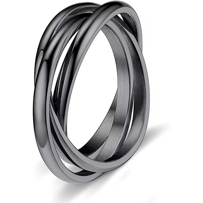 Sansen – Paar Ringe aus Titanstahl mit drei Ringen