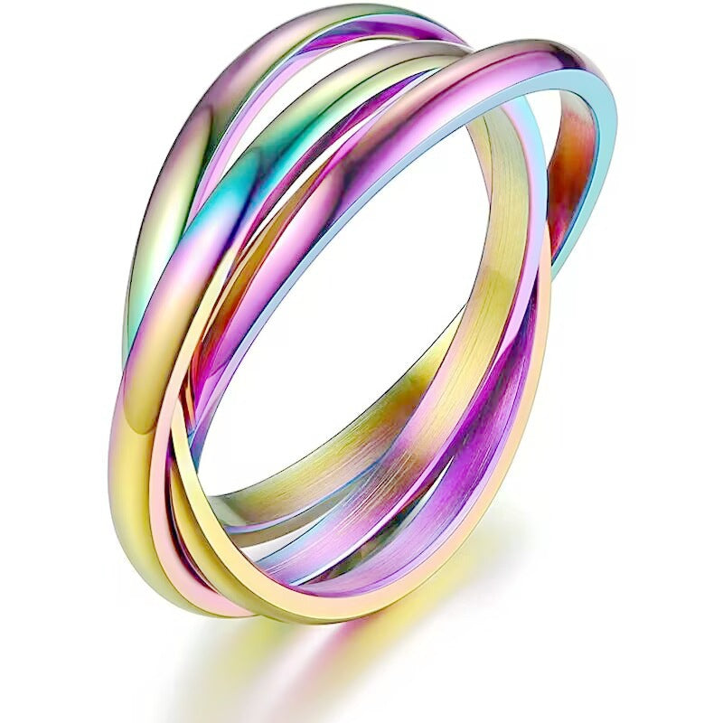 Sansen – Paar Ringe aus Titanstahl mit drei Ringen
