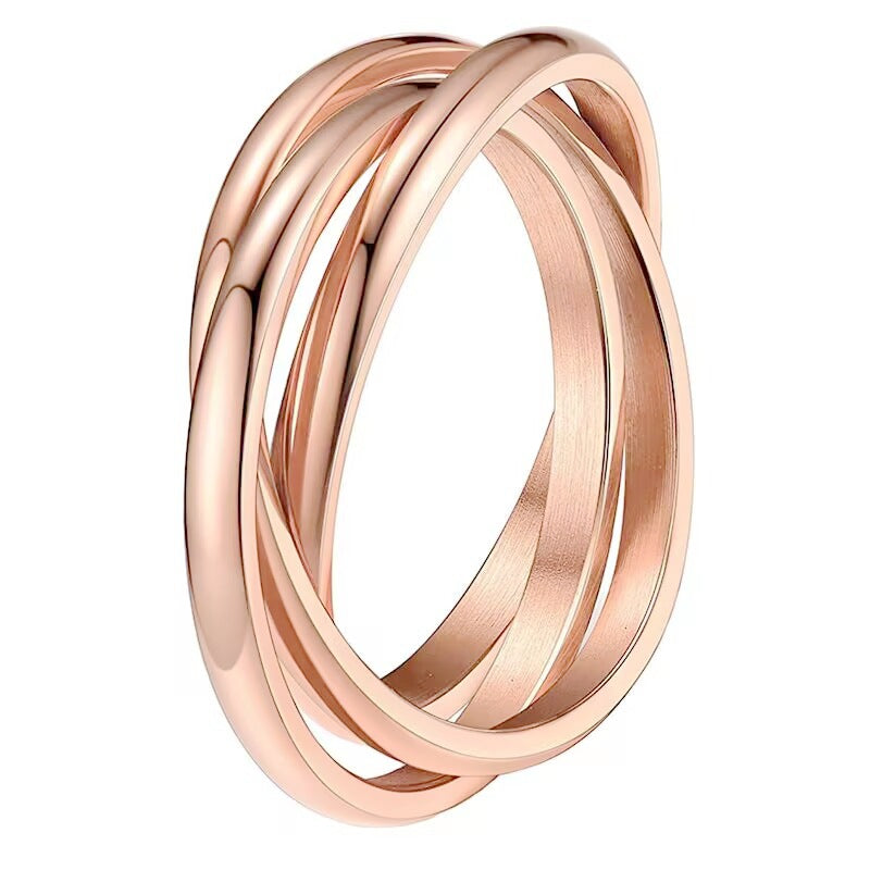 Sansen – Paar Ringe aus Titanstahl mit drei Ringen