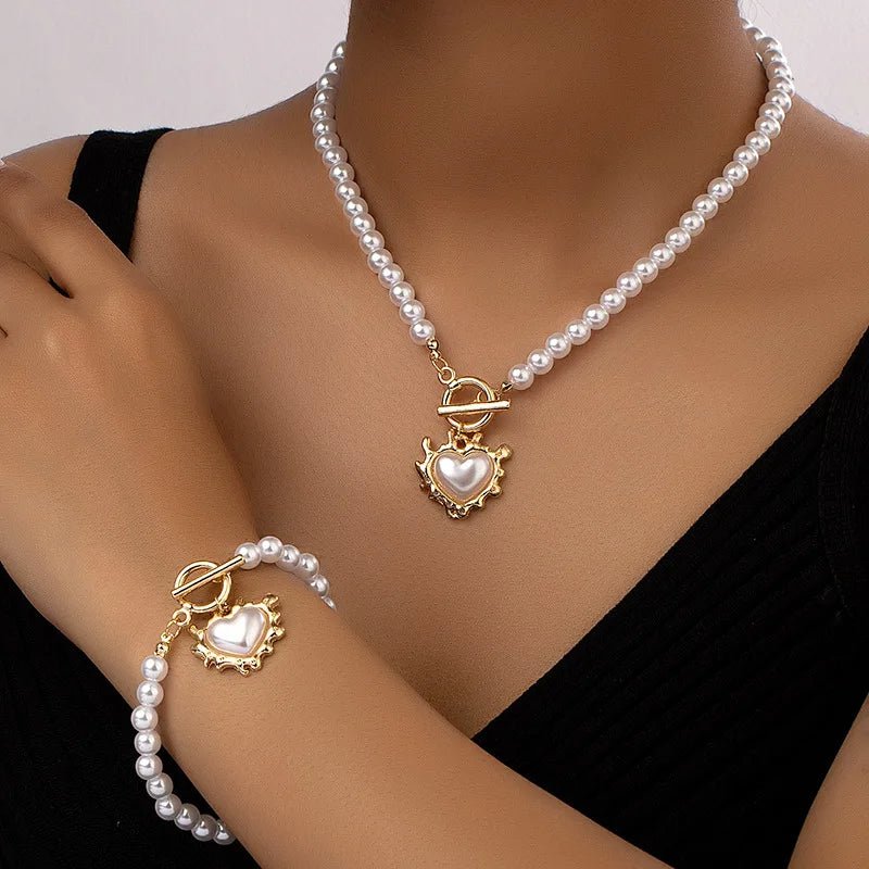 Lara – Halsketten- und Armband-Set Herz Perlé