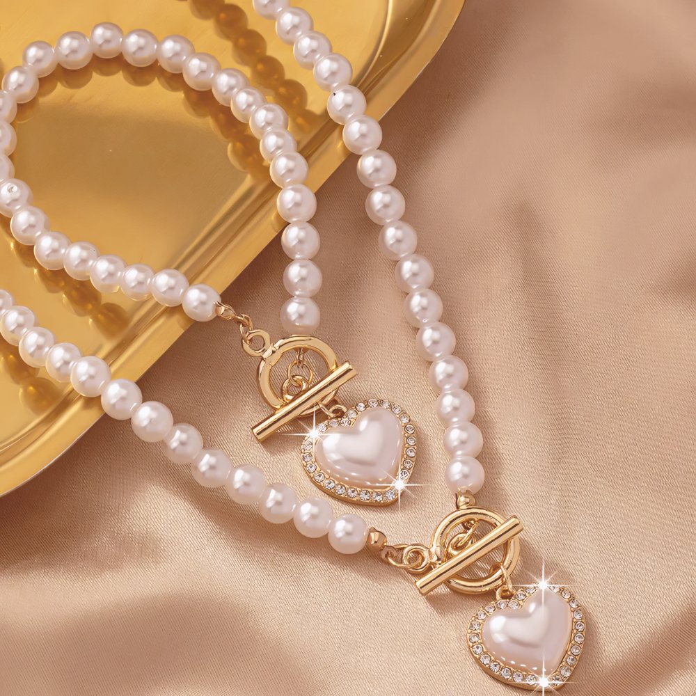 Lara – Halsketten- und Armband-Set Herz Perlé