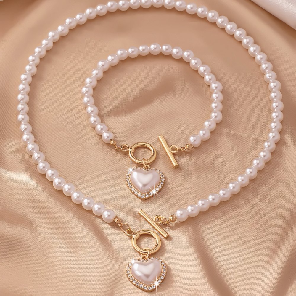 Lara – Halsketten- und Armband-Set Herz Perlé