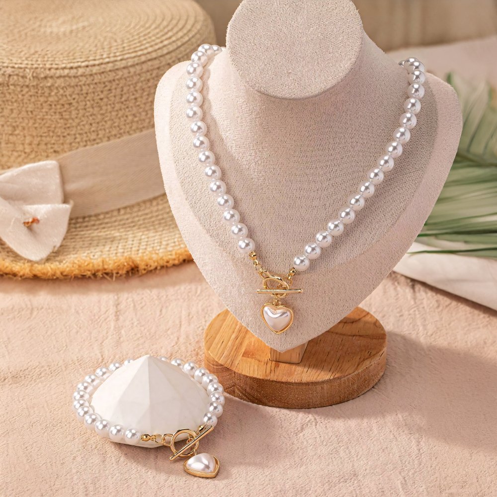 Lara – Halsketten- und Armband-Set Herz Perlé