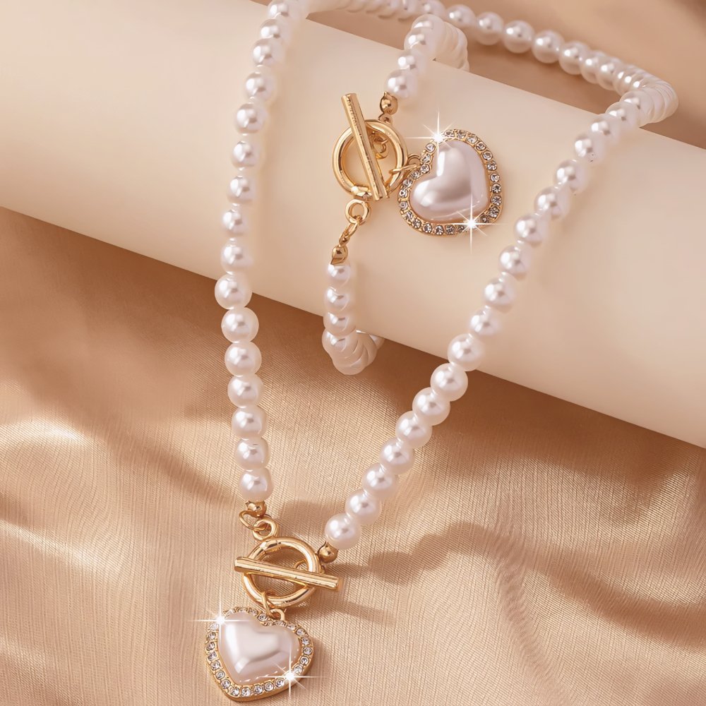 Lara – Halsketten- und Armband-Set Herz Perlé