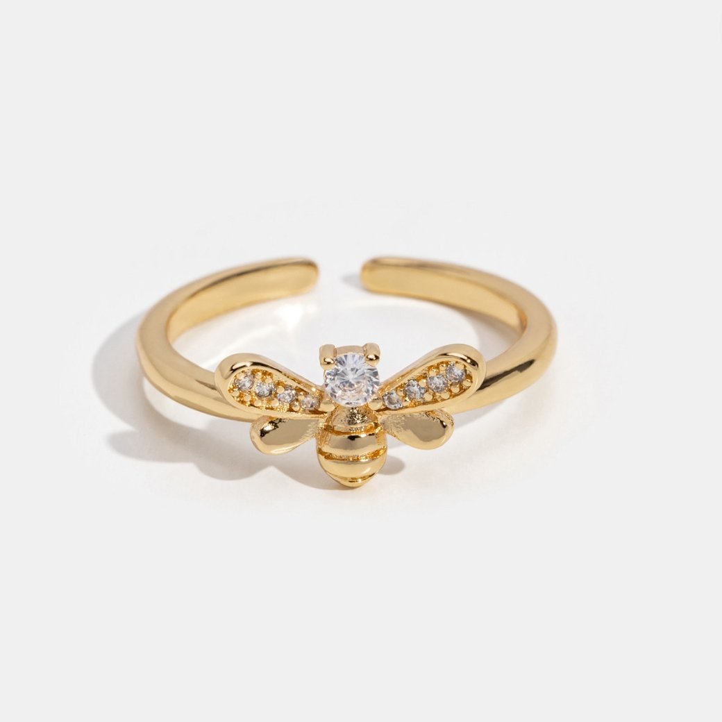 Laila - Kristallring und goldene Biene