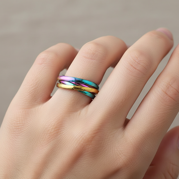 Sansen – Paar Ringe aus Titanstahl mit drei Ringen